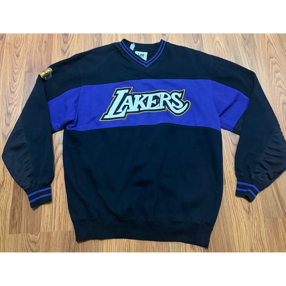 Los Angeles Lakers Sweatshirt Mens Medium Lee Sport Vintage Spellout Logo